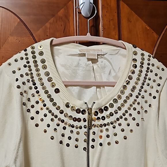 MICHAEL KORS Vintage 2 Piece Sweater Set Gold Zipper & Sequined Collars … - Picture 2 of 12